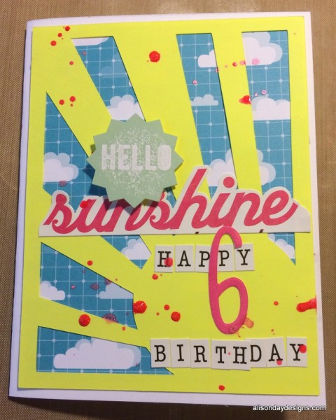 Hello Sunshine birthday card by Alison Day