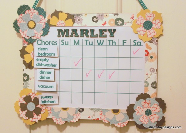 Chore chart - checked off by Alison Day Designs