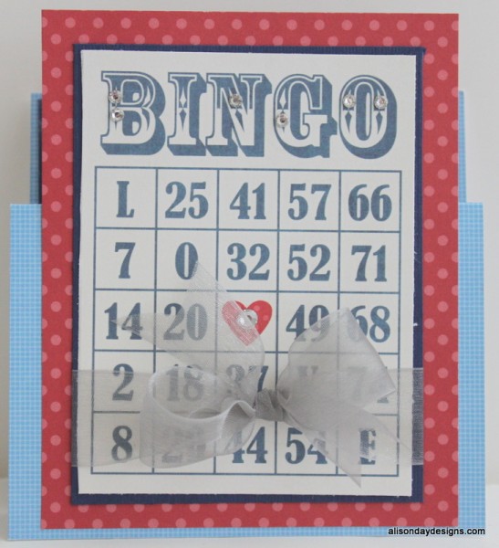 Bingo card with ribbon bow by Alison Day Designs