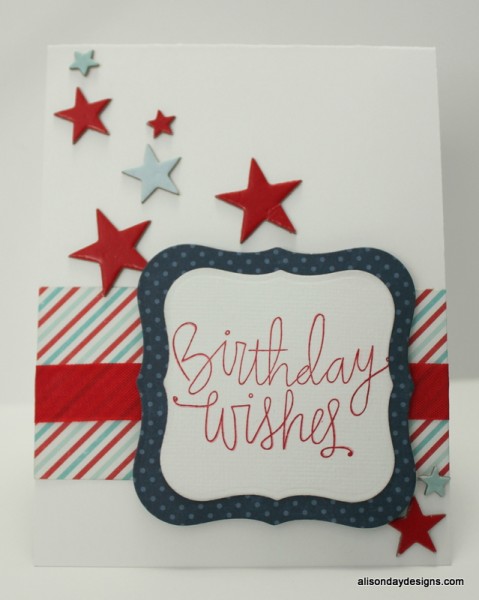 Red White and Blue Birthday Wishes card by Alison Day Designs